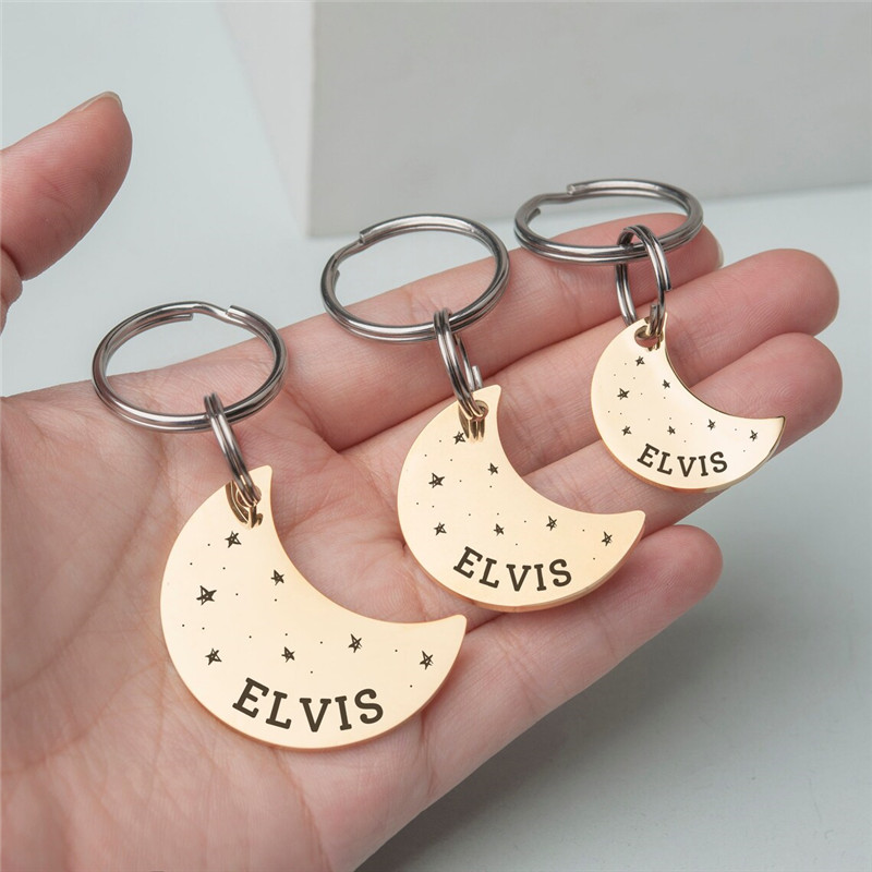 Custom Night Sky - Personalized Anti-lost ID Tag Moon Shape