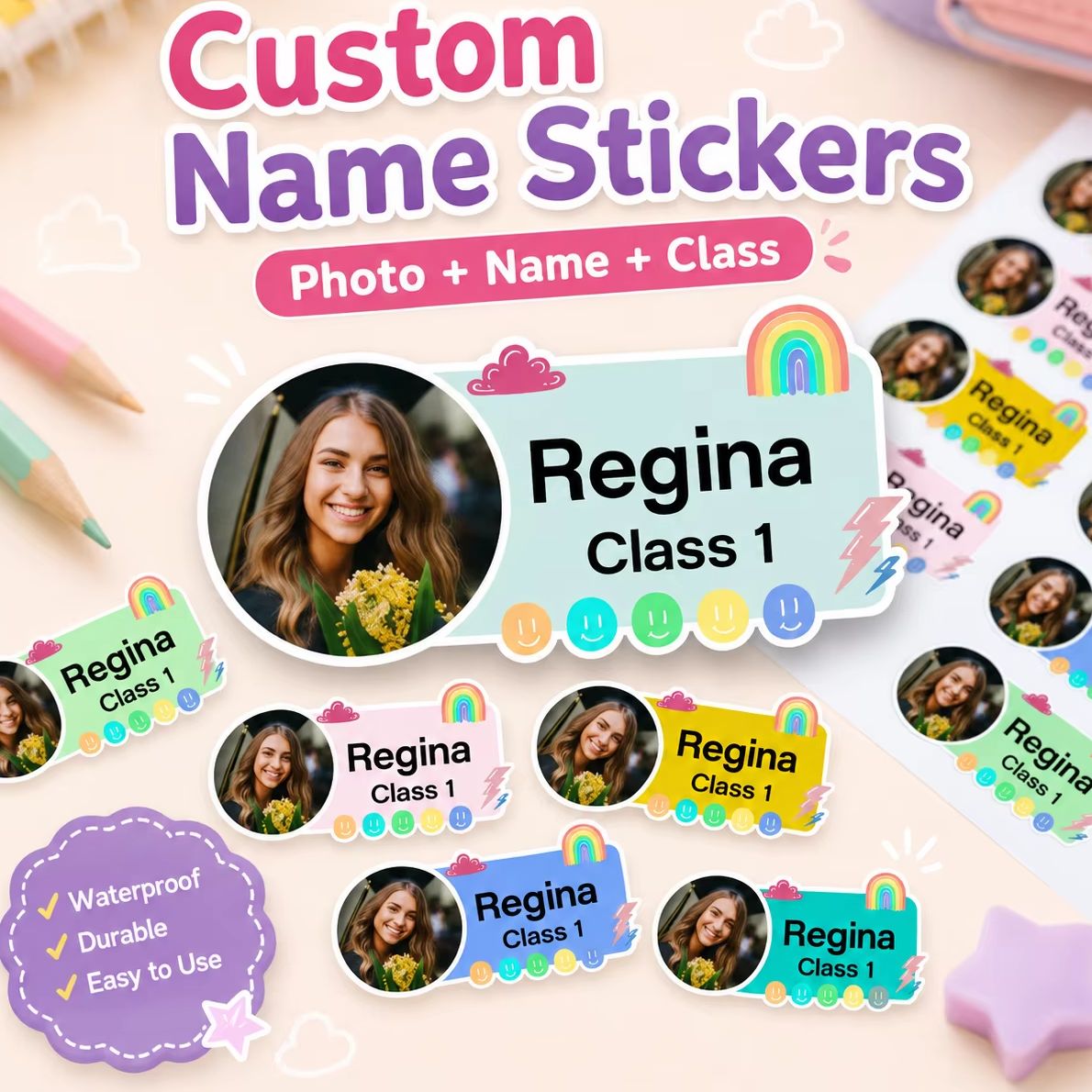 Custom Photo Book - Personalized photo label stickers Custom name