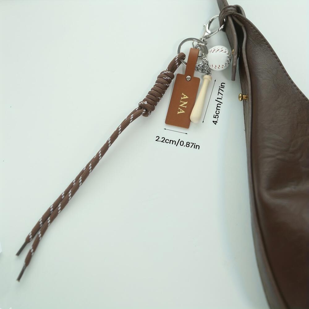 Customized Name Sports Themed  - Monogram Keychain Leather ulasan dan harga