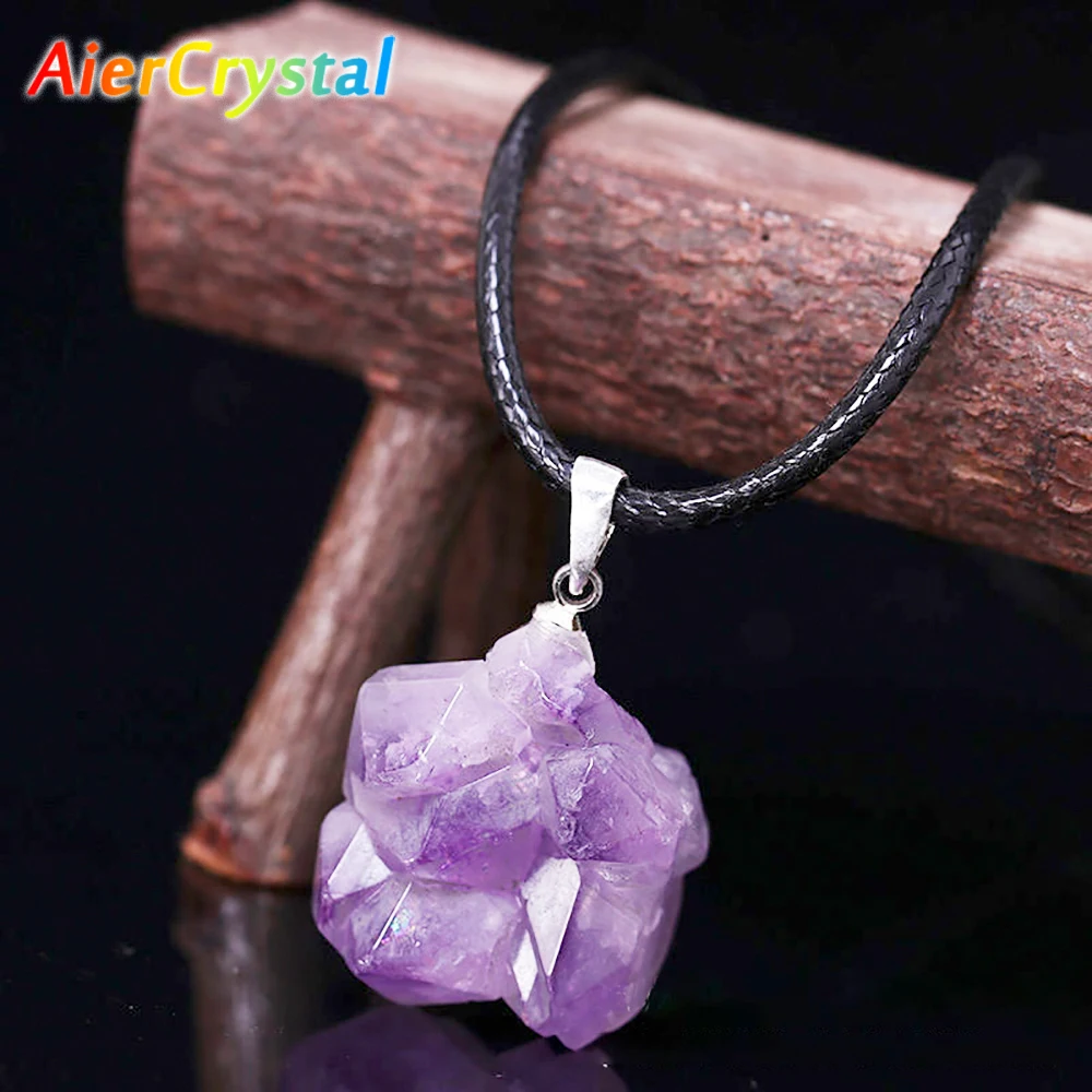 Natural Uruguay Amethyst Rough - Birth Flower Necklace ulasan dan harga