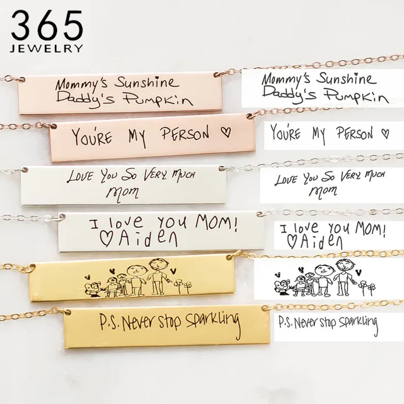 Custom Handwriting Name Bar Pe - Handwriting Necklace Bar ulasan dan harga