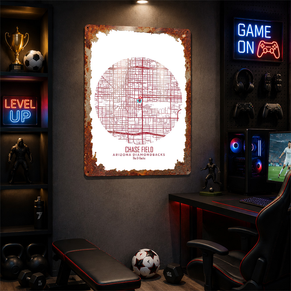 Chase Field Stadium Map Metal  - Custom Map Poster ulasan dan harga